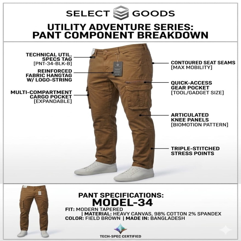 Mens Six Pocket Cargo Pant