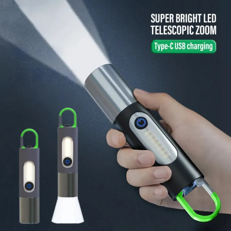 2 Pcs-Multifunctional Telescopic Zoom LED Flashlight